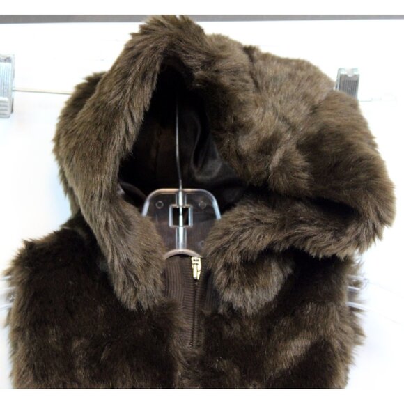 NWT 2008 Gymboree Winter Snowflake Brown Faux Fur Sleeves Jacket Vest Hood Zip S - Picture 3 of 11